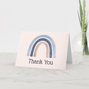 Blue and Peach Rainbow Boho Design Thank You Card