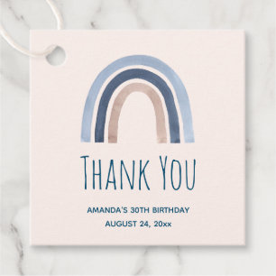 Blue and Peach Rainbow Boho Design Thank You Favour Tags