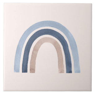 Blue and Peach Rainbow Boho Design Tile