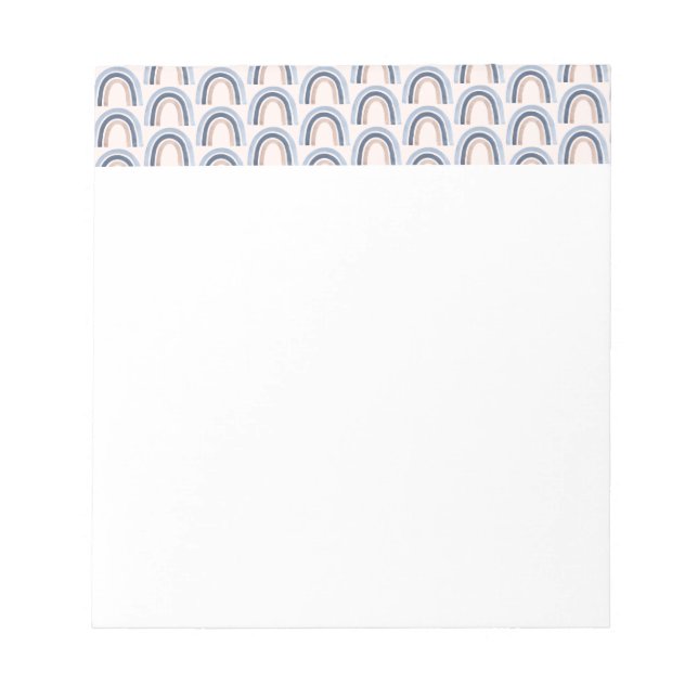  Blue and Peach Rainbow Boho Pattern Notepad (Front)