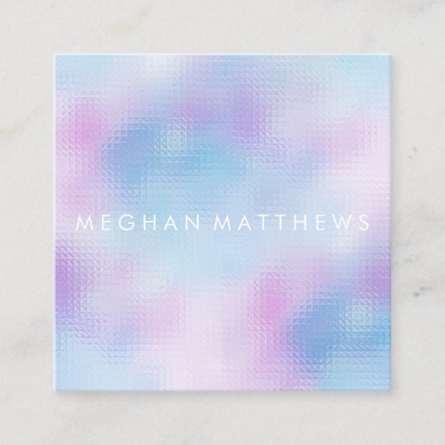 Blue and Pink Abstract Beauty Stylist   Square Business Card (Front)