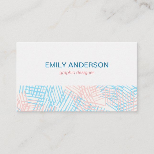 Blue and Pink Abstract Minimalist Business Card (Front)