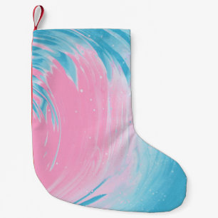 BLUE AND PINK ABSTRACT PAINTING 2 SMALL CHRISTMAS STOCKING