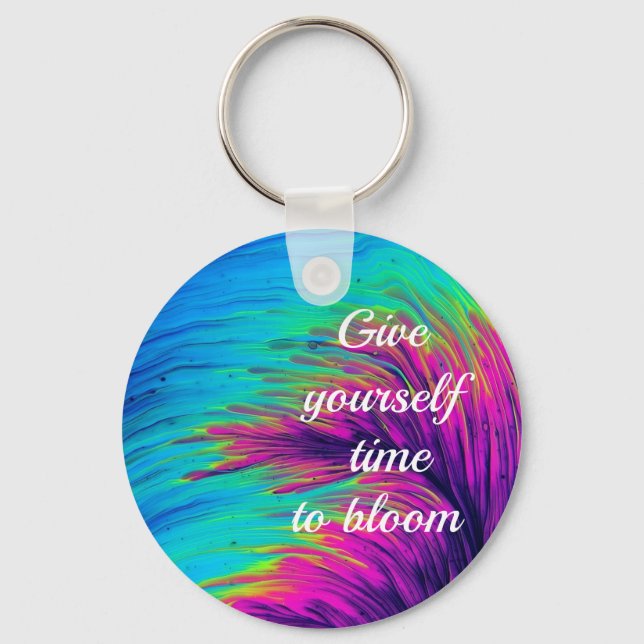 Blue and pink abstract painting Keychain (Front)