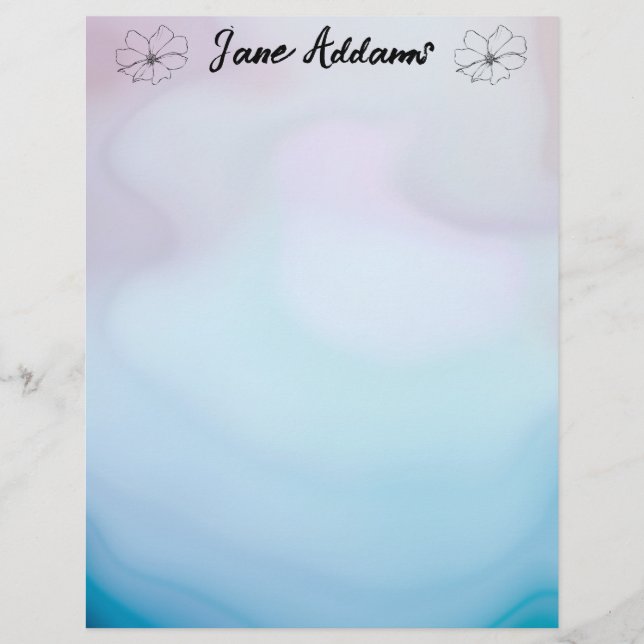 Blue and Pink Agate  Custom Letterhead (Front)