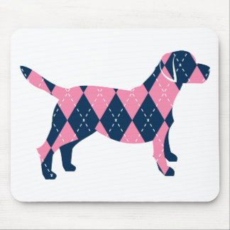 Blue and Pink Argyle Labrador Dog T-Shirt Mouse Mat