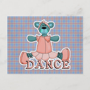 Blue and Pink Ballerina Dance Bear Postcard