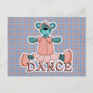 Blue and Pink Ballerina Dance Bear Postcard