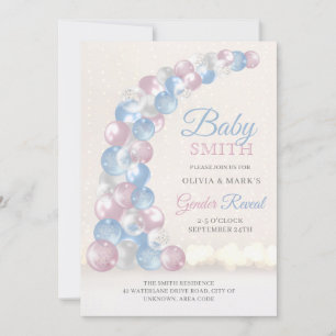 Blue and Pink Balloon Arch Baby Gender Reveal Invitation