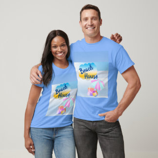 Blue and Pink Beach House T-Shirt
