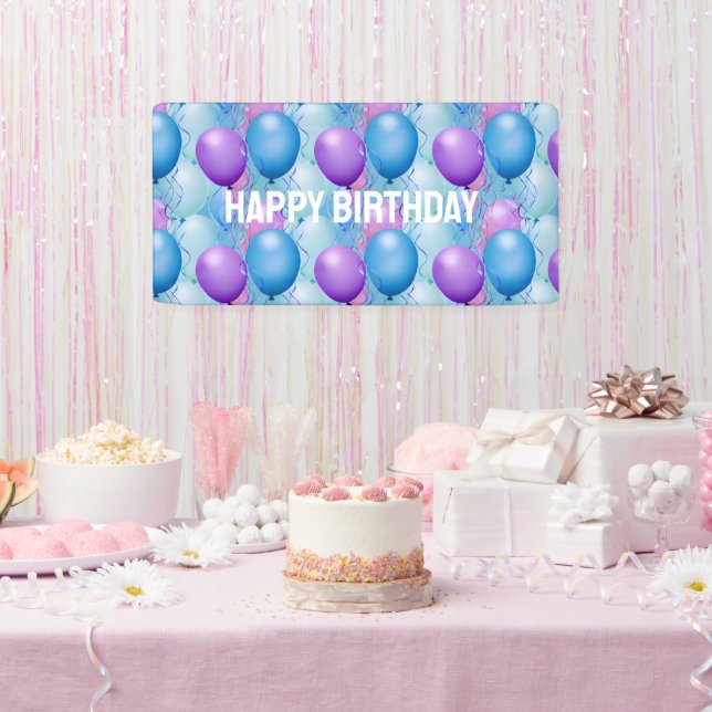 Blue and Pink Birthday Balloons Banner (Party)