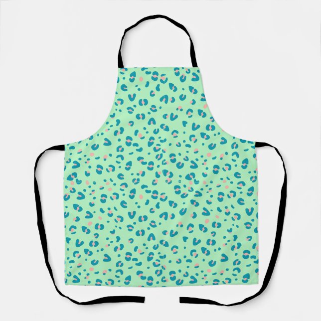 blue and pink cheetah leopard print apron (Front)