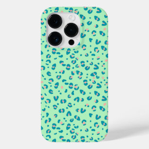 blue and pink cheetah leopard print Case-Mate iPhone 14 pro case