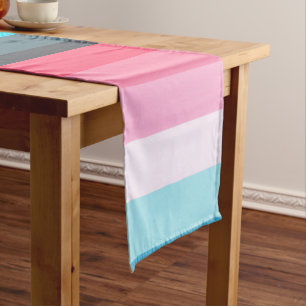 Blue and Pink Color Shades Stripes Long Table Runner