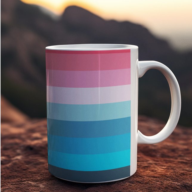 Blue and Pink Colour Shades Stripes Coffee Mug (mugs and cups)