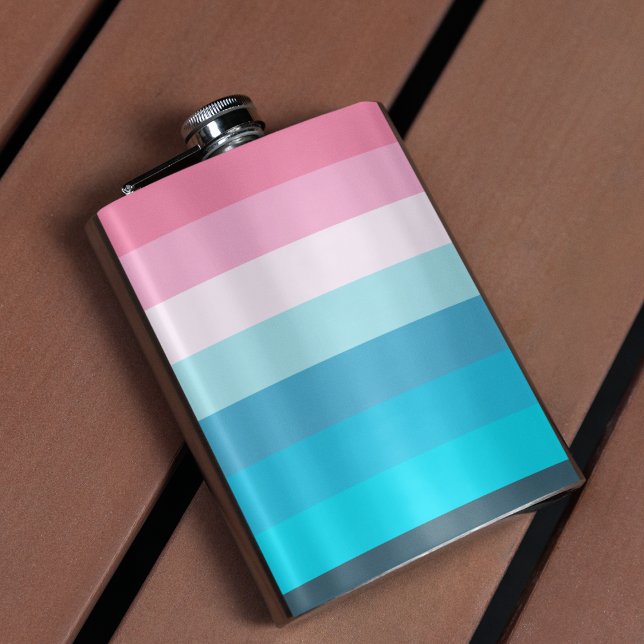Blue and Pink Colour Shades Stripes Hip Flask (flask)
