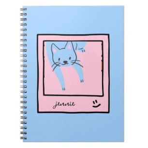 Blue and Pink Colours of Cute Cat Notebook
