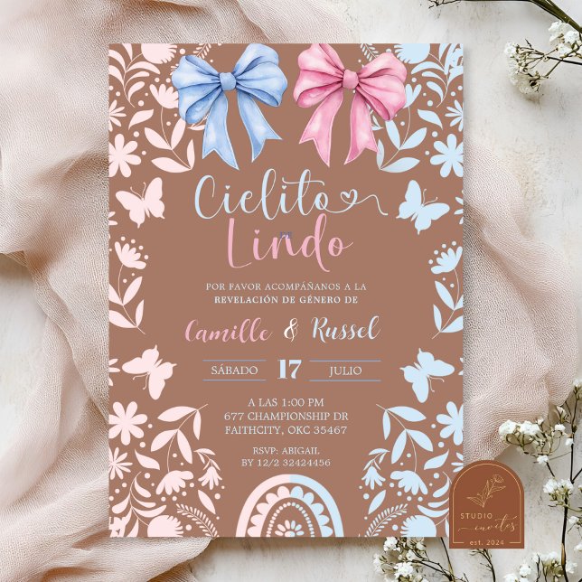 Blue and Pink Coquette Talavera Cielito Lindo Invitation (Creator Uploaded)