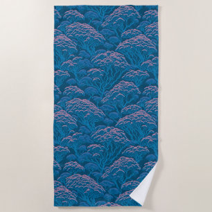 Blue And Pink Coral Reef Pattern Beach Towel