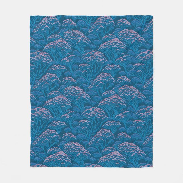 Blue And Pink Coral Reef Pattern Fleece Blanket (Front)