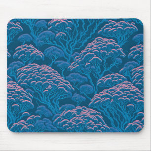 Blue And Pink Coral Reef Pattern Mouse Mat