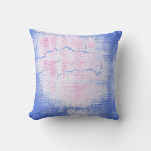 Blue and Pink Crack Painting Abstract Art Cushion