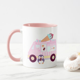 Blue And Pink Cute Bunny Rabbit Ice Cream Truck Mug