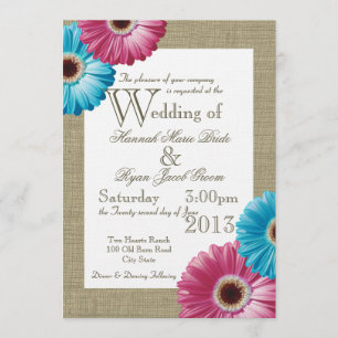 Blue and Pink Daisies Invitation
