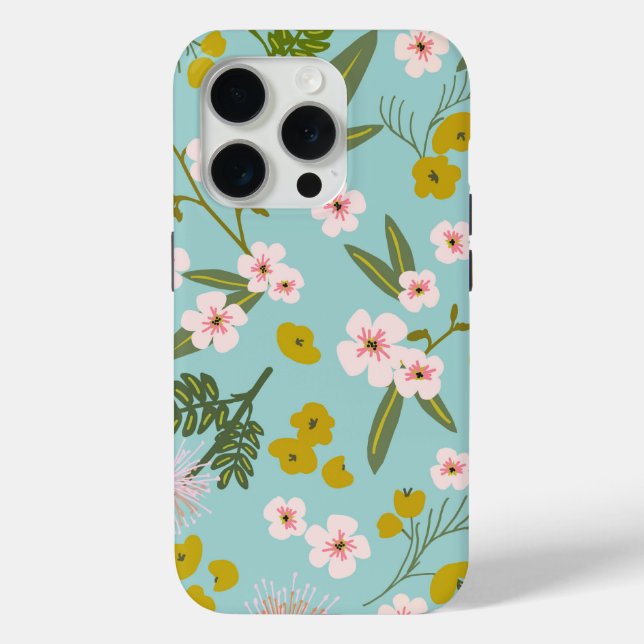 Blue and Pink Desert Floral Phone Case (Back)