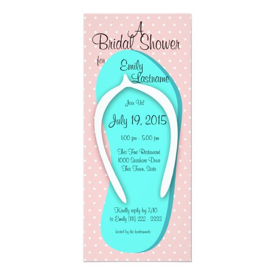 Blue and Pink Flip Flop Bridal Shower Card
