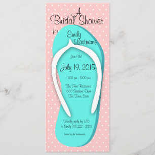 Blue and Pink Flip Flop Bridal Shower Invitation