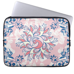 Blue and Pink Floral Art, Bright Life Laptop Sleeve