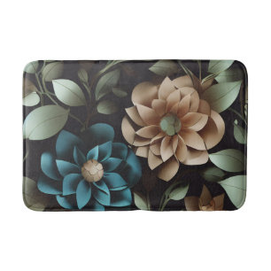 Blue and Pink Floral Bath Mat