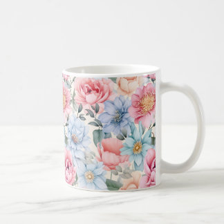 Blue and Pink Floral Coffee Mug