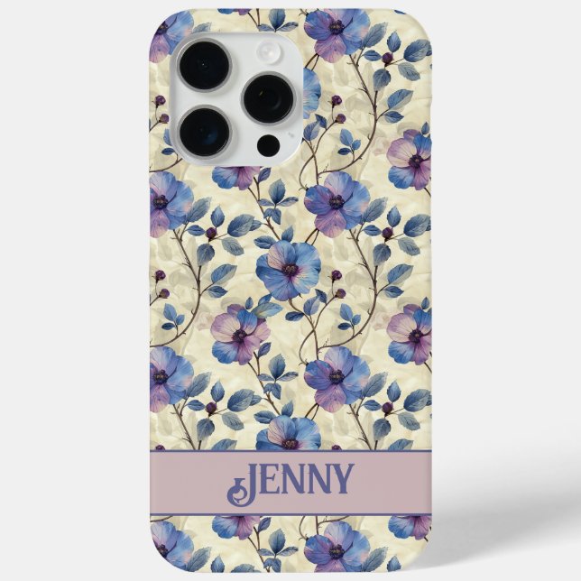 Blue and Pink Floral iphone Case Cover (Back)