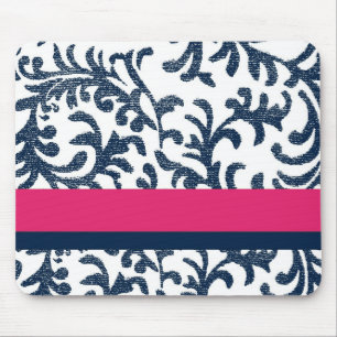 Blue and Pink Floral Pattern Mouse Mat