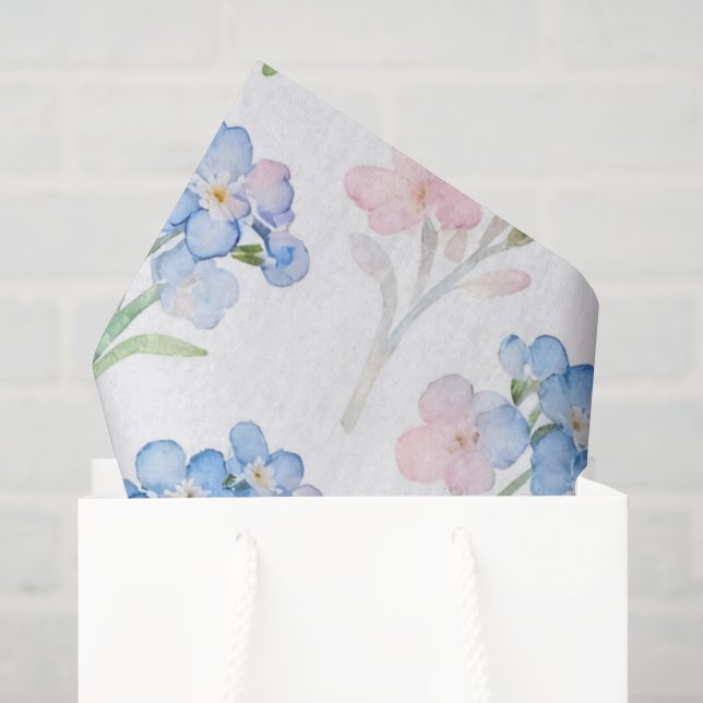 Blue and Pink Floral Pattern Tissue Paper (Gift Bag)