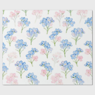 Blue and Pink Floral Pattern Wrapping Paper