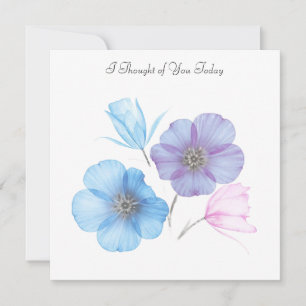 Blue and Pink Floral Simplicity Thinking of You Card
