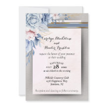 Blue and Pink Flowers on Pink & Grey Wedding