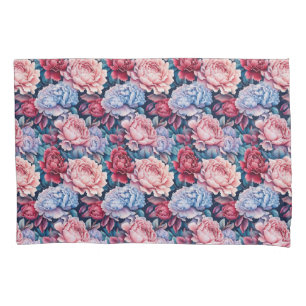 Blue and Pink Flowers Pillowcase