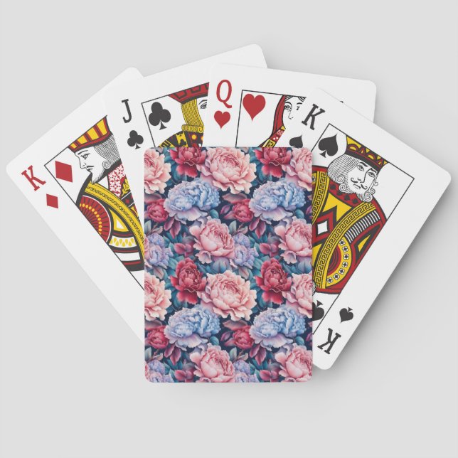 Blue and Pink Flowers Playing Cards (Back)