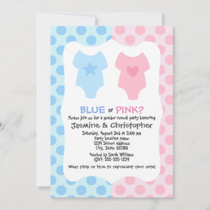 Blue and Pink Gender Reveal Party Invitation