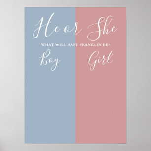 Blue And Pink Gender Reveal Voting Sign