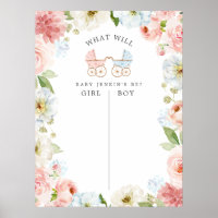 Blue and Pink Gender Reveal Voting Sign Poster
