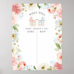 Blue and Pink Gender Reveal Voting Sign Poster