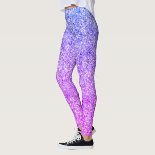 Blue And Pink Glitter Pattern Leggings
