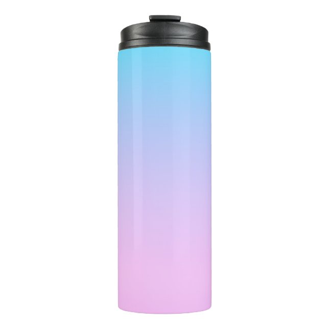Blue and pink gradient background thermal tumbler (Front)