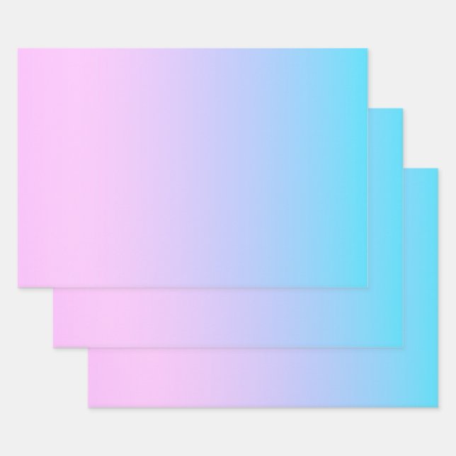 Blue and pink gradient background wrapping paper sheet (Set)
