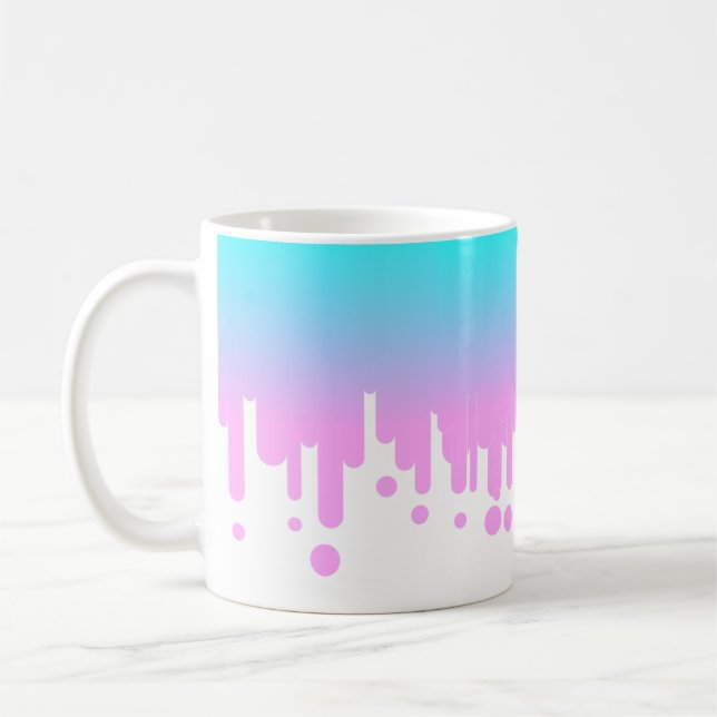 Blue and Pink Gradient Dripping  Coffee Mug (Left)